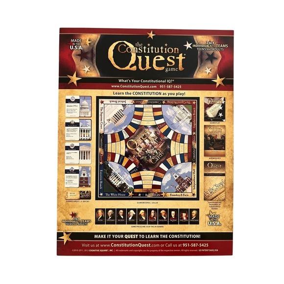 Constitution Quest Board Game by Cognitive‎ Square 2012 Complete - Picture 2 of 6